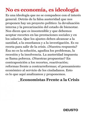 cover image of No es economía, es ideología